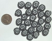 25 12mm Black Disks with Silver Swirl